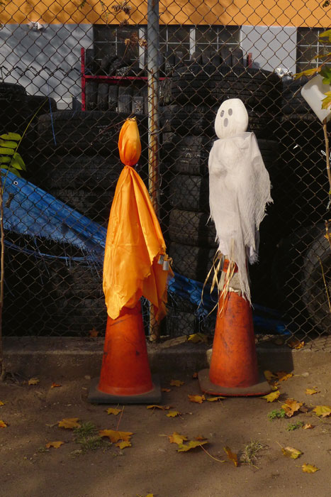 Two ghosts on a fence