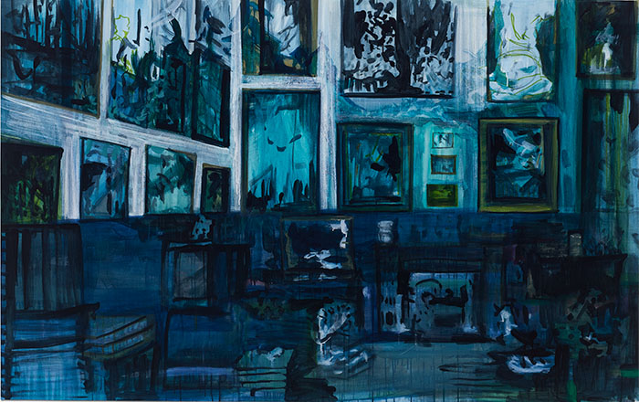 Salon interior, blue