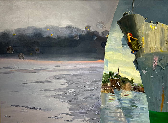 Ship with figurehead
